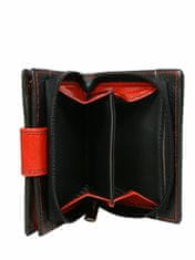 CEDAR Černá a červená kožená peněženka se zipem a západkou