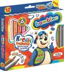 BAMBINO BAMBINO Trojhranné tužky v dřevěném rámečku 12 barev + ořezávátko