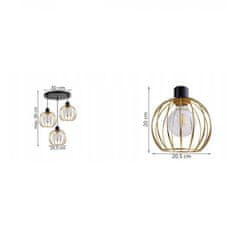 LIGHT FOR HOME Závěsné svítidlo na lanku s kovovými stínítky LH018 "MONA", 3x60W, E27, černá, zlatá