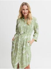Fransa Bílo-zelené dámské vzorované košilové šaty Fransa L