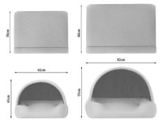 Doggy Bouda a pelíšek 2v1 PROMPTER, domeček pro psa , kočku, Útulný přístřešek, měkká sedačka pro psa, pěkná bouda pro kočku, 2 velikosti, inari, popelavá barva, L/XL