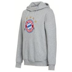 FotbalFans Mikina FC Bayern Mnichov s kapucí, šedá, 100% bavlna | S
