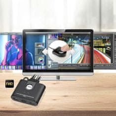 Aten 2-port HDMI KVM USB mini, integrované kabely, tlačítko pro přepínání