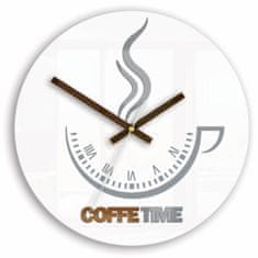 ModernClock Bílé nástěnné hodiny Coffee Time Ii