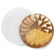 Practic Dřevěný talíř se sklem 30 cm na sýrový dort