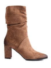 Jedinečné dámské kotníčkové boty hnědé na širokém podpatku, odstíny hnědé a béžové, 39