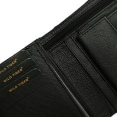 Wild Tiger Luxusní pánská kožená peněženka se zápinkou Lukas, černá