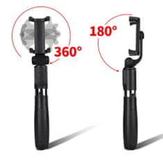 Techsuit Selfie tyč Tripod Techsuit L01 Stabilní držák na stativ s výsuvným ramenem, dálkové ovládání Bluetooth, 70 cm – černý