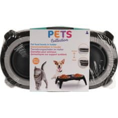 Pets Collection Mísa na stojanu pro psa nebo kočku, dvojitá, černá, O 17 cm
