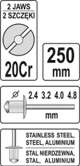 YATO Nýtovačka ruční 250 mm