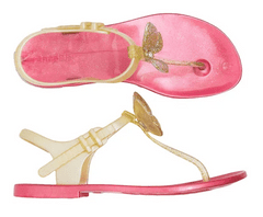 Zhoelala , bílo - růžové sandály s motýlem, zl-bf02 40
