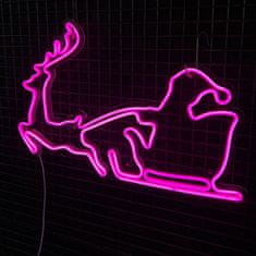 LED neonová cedule - Santa a jelen - 60*41 cm