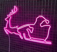 LED neonová cedule - Santa a jelen - 60*41 cm