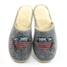 NOWO Dámské šedé zateplené pantofle sleeping kitty wool r. 37