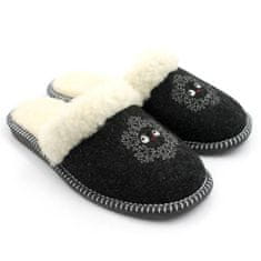 NOWO Dámské domácí pantofle zateplené pantofle černé sněhové vločky r. 40