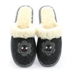 NOWO Dámské domácí pantofle zateplené pantofle černé sněhové vločky r. 40