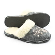 NOWO Dámské zateplené pantofle na zimu šedé pantofle se sněhovou vločkou r. 37