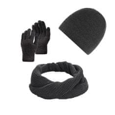 PAOLO PERUZZI 3W1 Zimní pánské šedé rukavice Snood Cap 