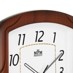 MPM QUALITY Hranaté nástěnné plastové hodiny MPM Braun, světle hnědá