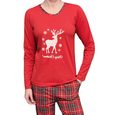 LA PENNA Dámské červené pyžamo s dlouhým rukávem Merry Christmas XL