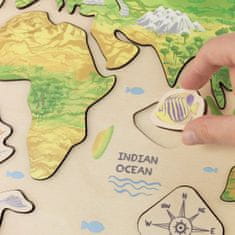 VEMKEL Dřevěná mapa světa pro dětí