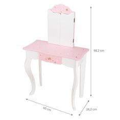 Group Dětský toaletní stolek SOL s židlí a 3 zrcadly růžový