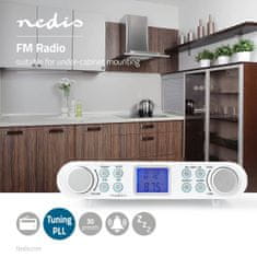 Nedis RDFM4000WT FM rádio pod kuchyňskou linku, 30 předvoleb, displej s automatickým stmíváním, bílá