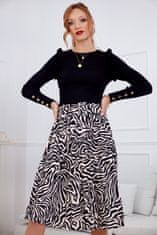 Fasardi Černo-béžová plisovaná sukně s páskem UNIW