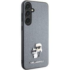 Karl Lagerfeld Originální kryt KARL LAGERFELD hardcase Saffiano Karl & Choupette Metal Pin KLHCS24SPSAKCMPG pro Samsung Galaxy S24 , barva šedá