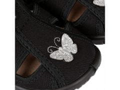 Zetpol Černé dětské pantofle s koženou vsadkou, pantofle pro holčičky s motýlem, Tosia ZETPOL 22 EU