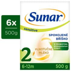 Sunar Sensitive 2, pokračovací kojenecké mléko 6 x 500 g