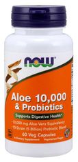 NOW Foods Aloe 10000 & Probiotics (aloe vera s probiotiky), 60 rostlinných kapslí