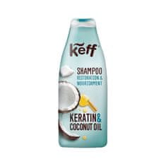 Keff Šampon pro poškozené vlasy - Keratin & Kokosový olej, 500ml