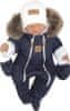 Z&Z Zimní kombinéza s dvojitým zipem, kapucí a kožešinou + rukavičky, Angel - granát, 80