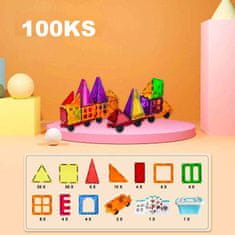 Magnetic Tiles Magnetická stavebnice pro děti 100ks v boxe