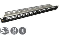 Solarix 19" modulární neosazený patch panel 24 portů 1U SX24M-0-STP-BK-UNI-N