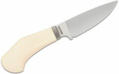 LionSteel WL1 MW Fixed nůž m390 blade WHITE Micarta rukojeť, Ti guard, kožený sheath