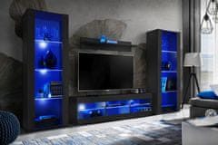 komodee Komodee, Tivoli Grande nábytková sestava, Černá/Černá, šířka 250 cm x výška 159 cm x hloubka 35 cm, volitelné osvětlení LED, do obývacího pokoje, ložnice, s osvětlením