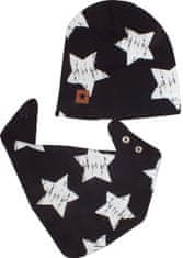 Z&Z Bavlněná čepička + šátek, Hvězdy, černá, vel. 68