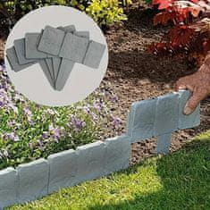 Plastový Zahradní obrubník ve tvaru kamene, Obruby do zahrady v imitaci kamene, Zahradnický obrubník (10ks) | MINIFENCE
