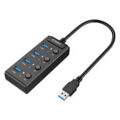 Orico USB 3.0. Rozbočovač s přepínači, 5x USB (černý)