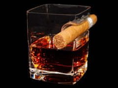 Winkee Moderní sklenice na whisky s držákem na doutníky