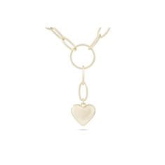 Biju Pozlacený řetízek 14k zlatem, obdélníkový ve tvaru písmene ypsilon, se srdcem a bílou perlou 3001535