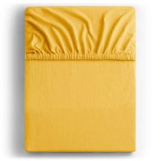 DecoKing Bavlněné jersey prostěradlo s gumou Amber žluté, velikost 80-90x200+30