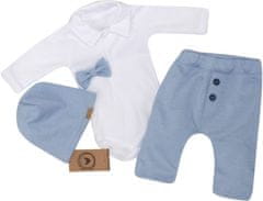 Z&Z 4-dílná sada Elegant Boy, body, kalhoty, motýlek a čepice, modrá/bílá