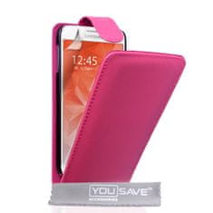 Yousave flipové kožené pouzdro Leather-Effect na Samsung Galaxy S6 růžové