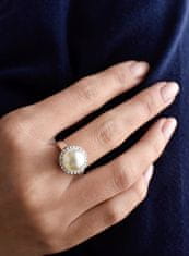 Evolution Group Stříbrný perlový prsten s krystaly Swarovski London Style 35021.1 (Obvod 52 mm)