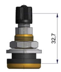 SCHRADER Krátký kovový vodní bezdušový ventil – díra 16mm