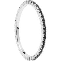 PDPAOLA Minimalistický prsten ze stříbra s černými zirkony Black Essential Silver AN02-348 (Obvod 54 mm)