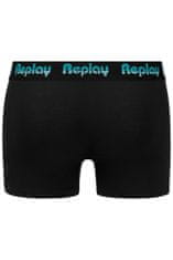 Replay Boxerky Boxer Style 5 Jacquard Logo 2Pcs Box - Black/D Gmel/Azure S